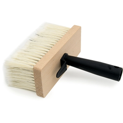 Household brush, synthetic bristles, wooden body, natural