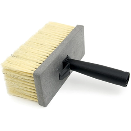 Household brush, synthetic bristles, plastic body, grey