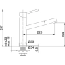 Franke, fitting, fitting with train outlet, Tango Neo, train outlet, stainless steel, 11 l/min., 120.0, B
