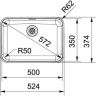 Franke, sink, Largo, LAX 610 50 (35), stainless steel, 524 x 374 mm, basket strainer plug (integral), top mounting